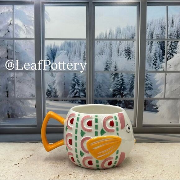 Colorful Fish Shaped Ceramic Mug 16oz Coffee Cup Whimsical Ocean-Inspired - Picture 7 of 10